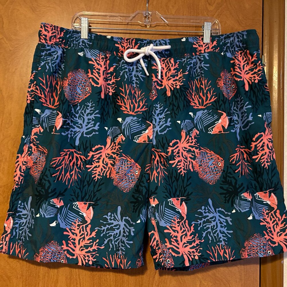 Mens AMAZON ESSENTIALS Sz XXL Multi-Color Fish Coral Undersea Swim Trunks